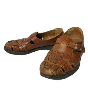 David Taylor Mens Sandals Size 9.5 Brown Leather Woven